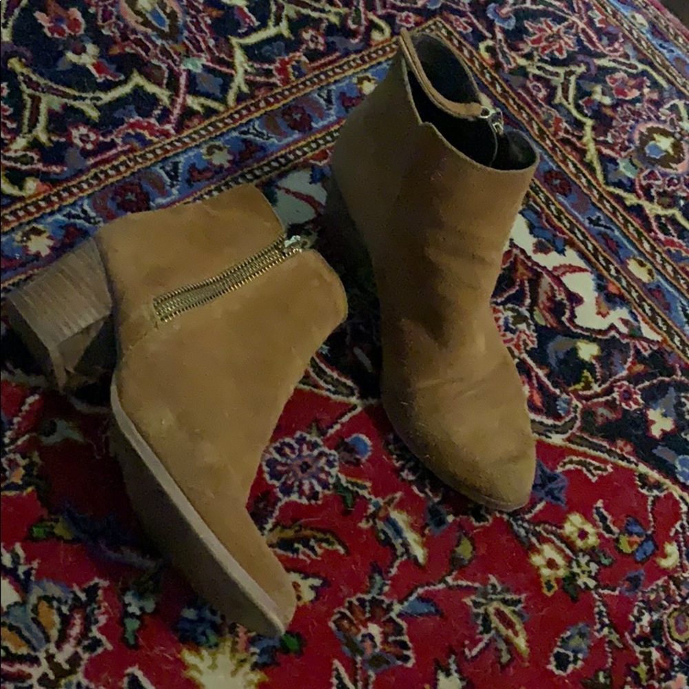 Suede booties dark beige